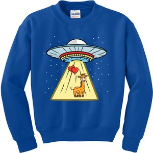 Ufo Abduction Giraffe Valentines Day Gift Kids Sweatshirt