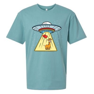 Ufo Abduction Giraffe Valentines Day Gift Sueded Cloud Jersey T-Shirt