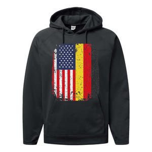 Usa American Germany Flag German Dual Citizenship Performance Fleece Hoodie