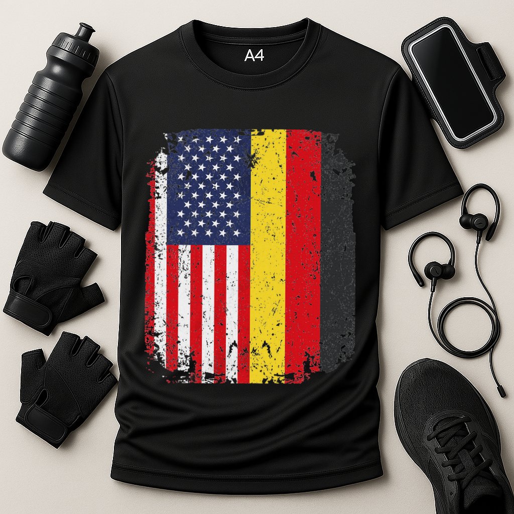 Usa American Germany Flag German Dual Citizenship Cooling Performance Crew T-Shirt