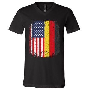 Usa American Germany Flag German Dual Citizenship V-Neck T-Shirt