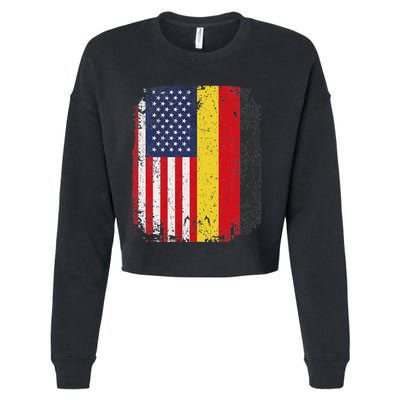 Usa American Germany Flag German Dual Citizenship Cropped Pullover Crew