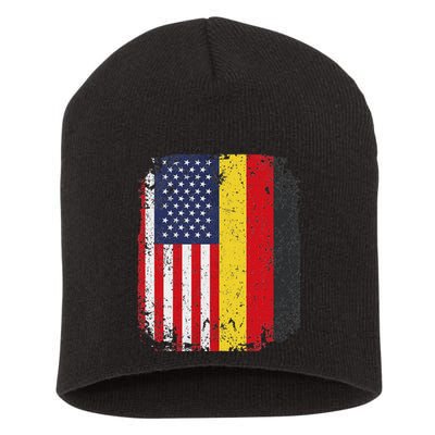 Usa American Germany Flag German Dual Citizenship Short Acrylic Beanie