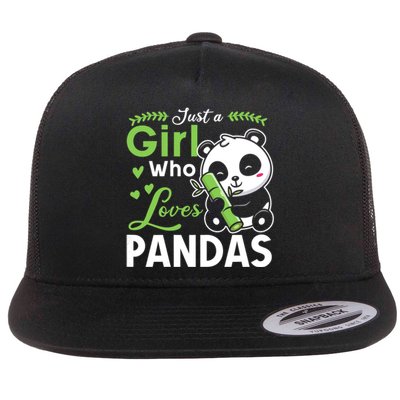 Ust A Girl Who Loves Pandas Cute Panda Flat Bill Trucker Hat