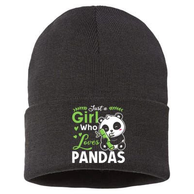 Ust A Girl Who Loves Pandas Cute Panda Sustainable Knit Beanie