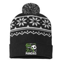 Ust A Girl Who Loves Pandas Cute Panda USA-Made Snowflake Beanie