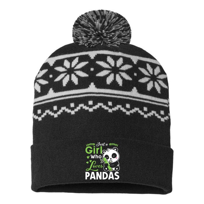 Ust A Girl Who Loves Pandas Cute Panda USA-Made Snowflake Beanie