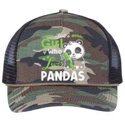 Ust A Girl Who Loves Pandas Cute Panda Retro Rope Trucker Hat Cap