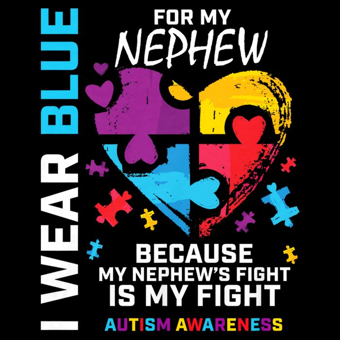 Uncle Aunt Heart I Wear Blue For My Nephew Autism Awareness 16 in Basic Backpack