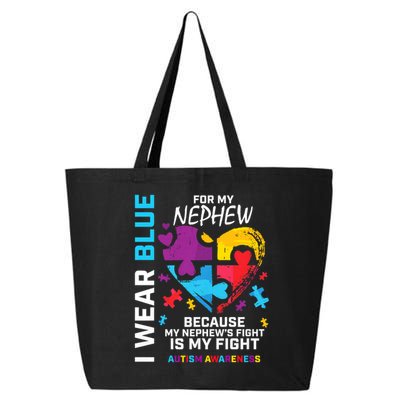 Uncle Aunt Heart I Wear Blue For My Nephew Autism Awareness 25L Jumbo Tote
