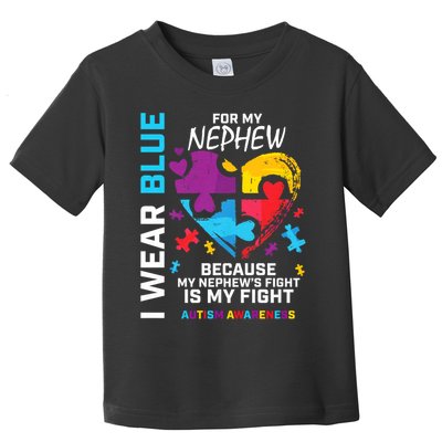 Uncle Aunt Heart I Wear Blue For My Nephew Autism Awareness Toddler T-Shirt