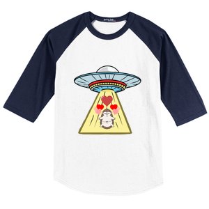 Ufo Abduction Hedgehog Valentines Day Great Gift Baseball Sleeve Shirt