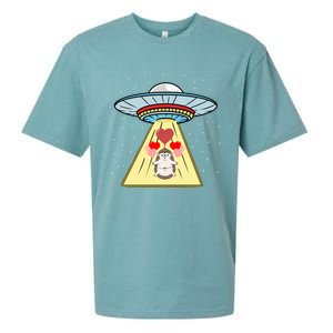 Ufo Abduction Hedgehog Valentines Day Great Gift Sueded Cloud Jersey T-Shirt