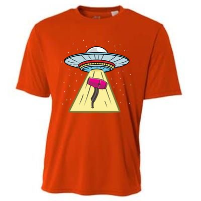 Ufo Abduction Hair Dryer Hairstylist Gift Cooling Performance Crew T-Shirt