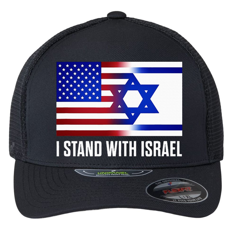 USA and Israel Flag Show Your Support Flexfit Unipanel Trucker Cap