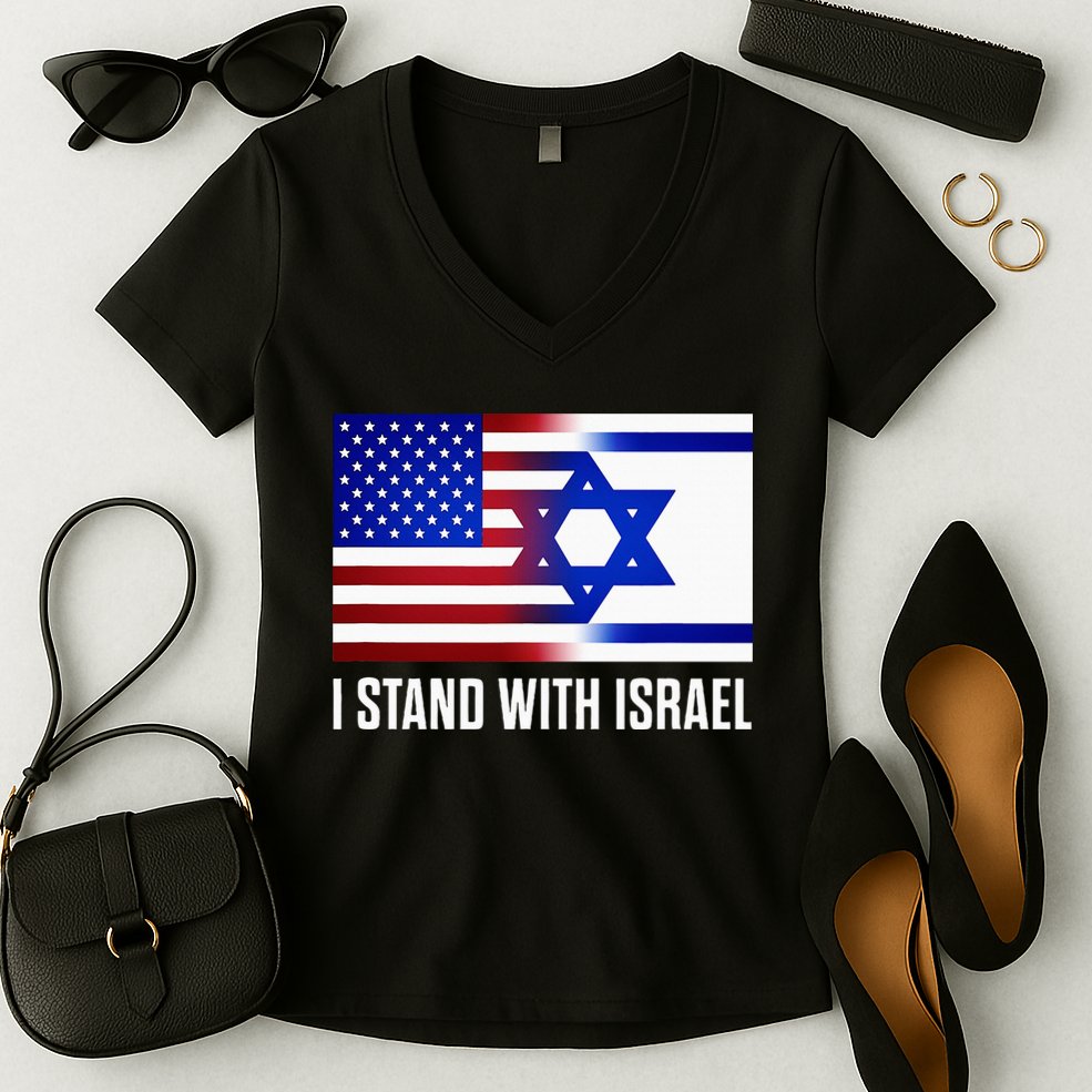 USA and Israel Flag Show Your Support Women's V-Neck T-Shirt