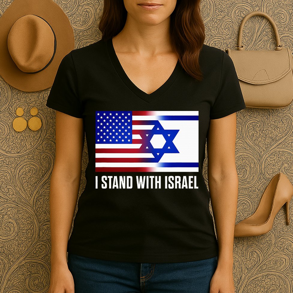 USA and Israel Flag Show Your Support Women's V-Neck T-Shirt
