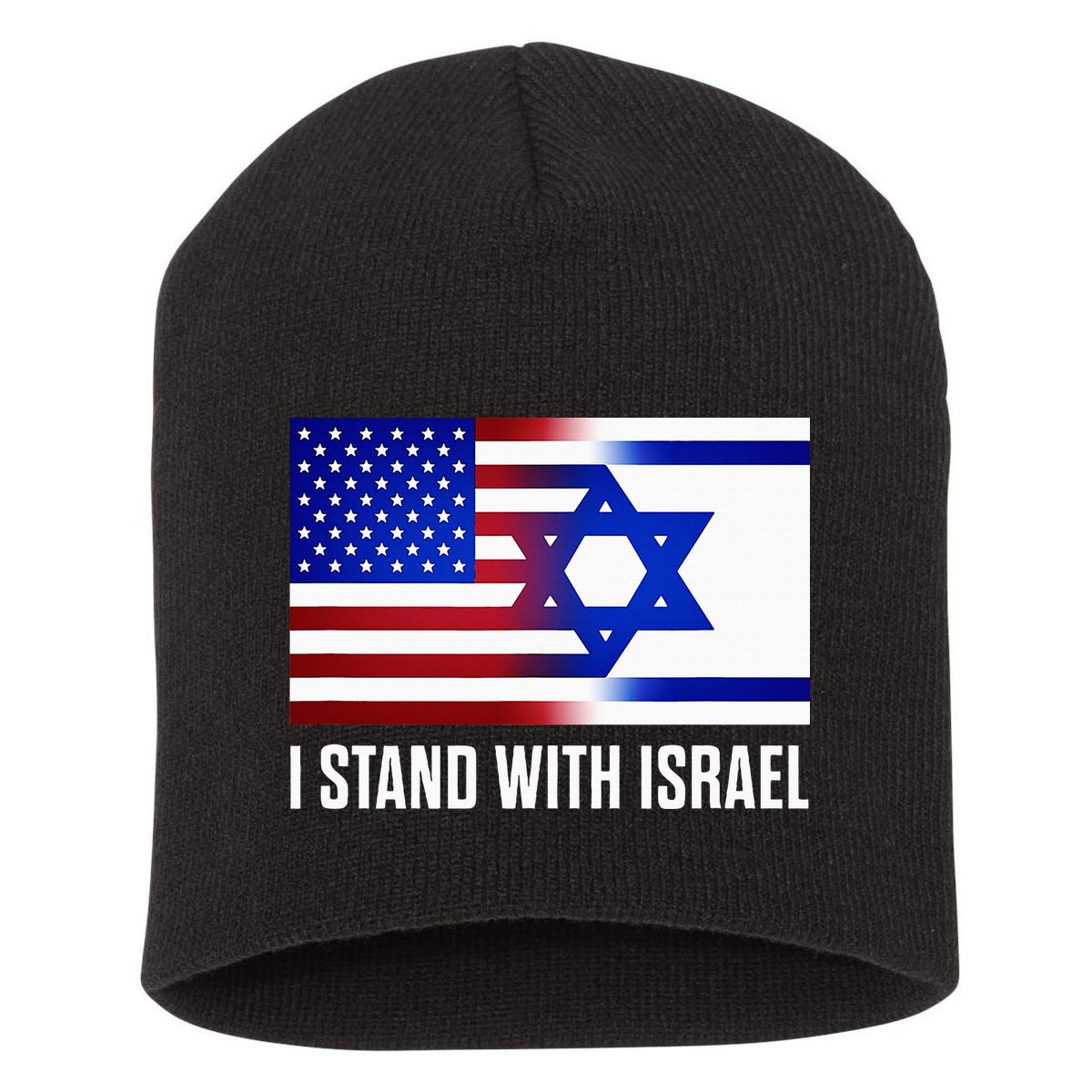 USA and Israel Flag Show Your Support Short Acrylic Beanie