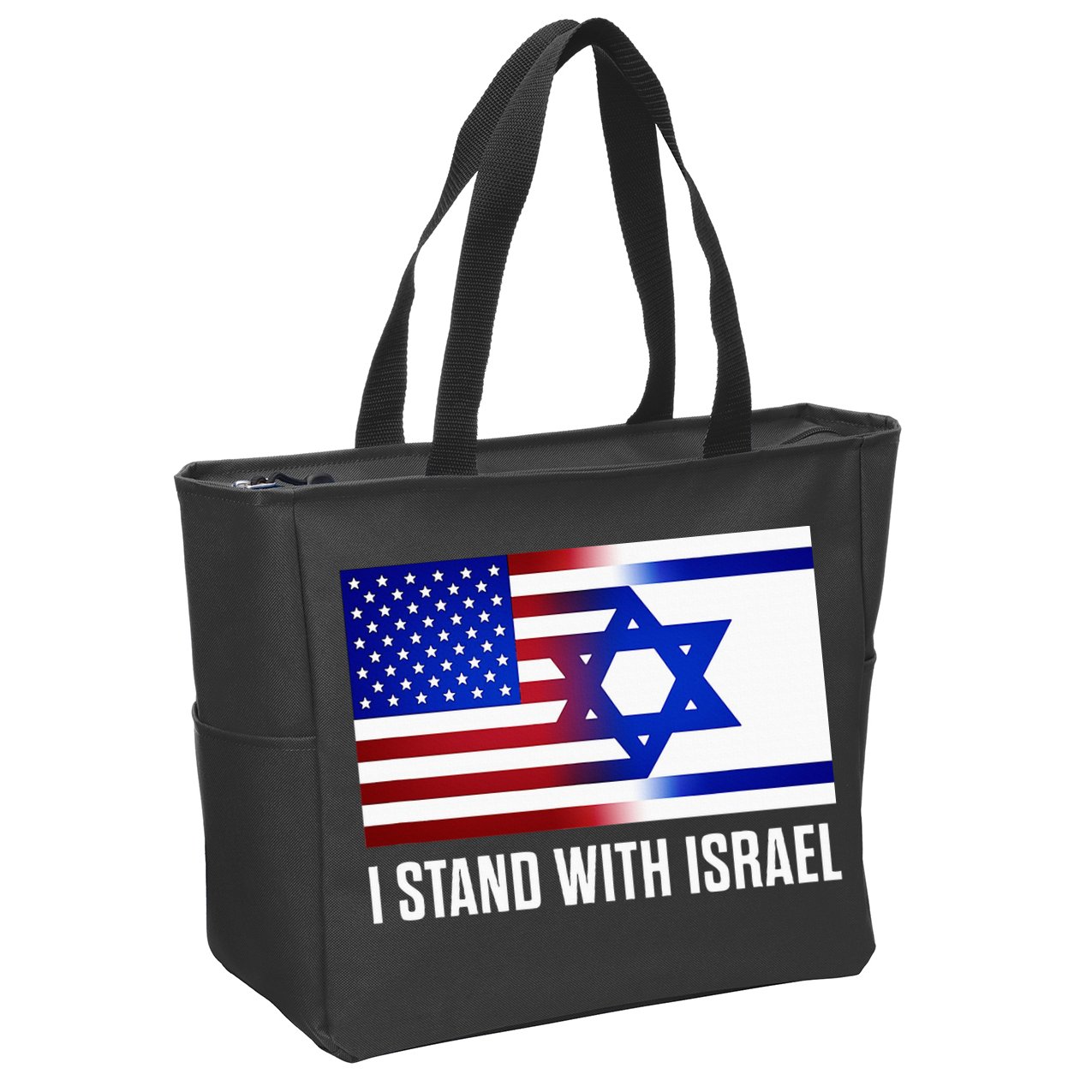 USA and Israel Flag Show Your Support Zip Tote Bag