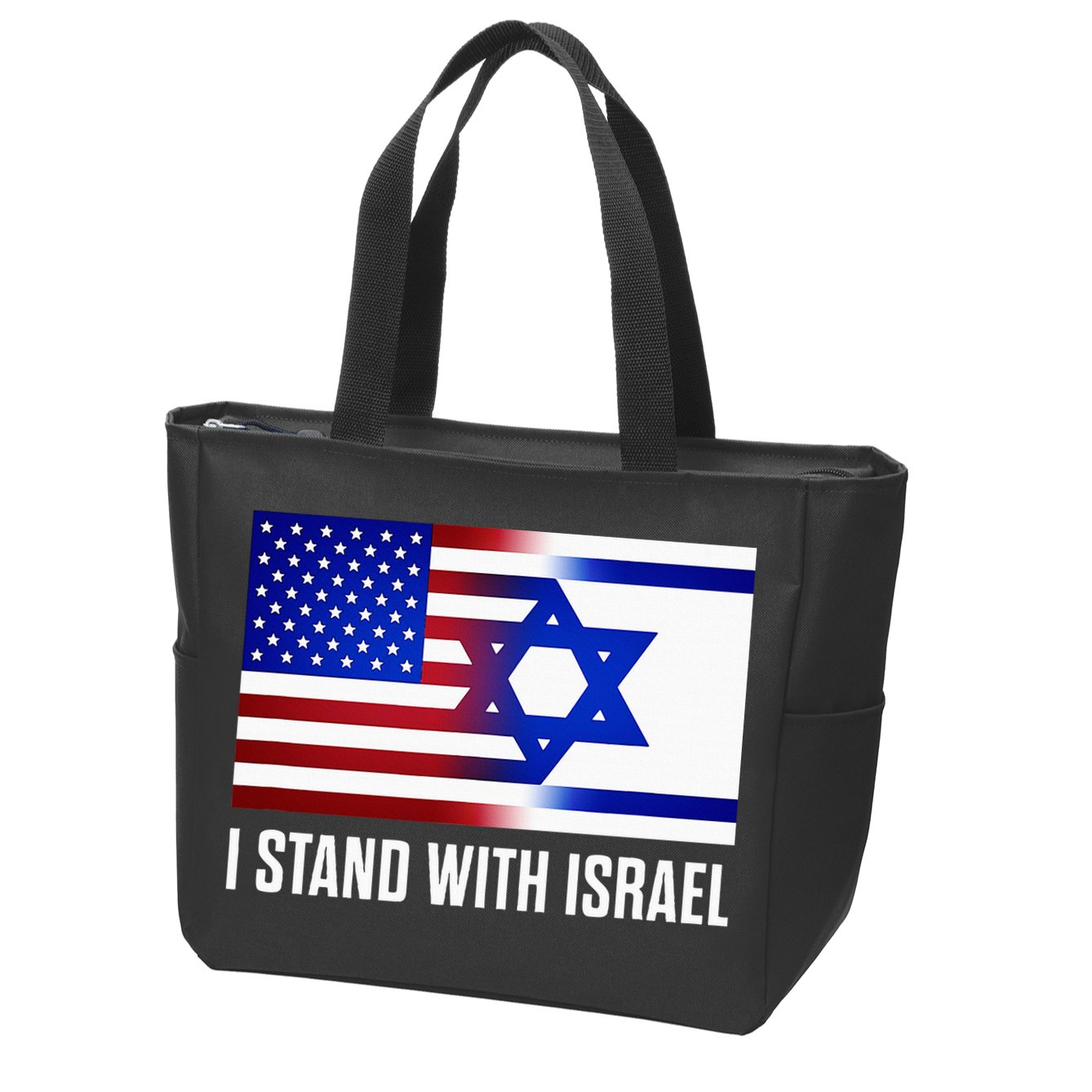 USA and Israel Flag Show Your Support Zip Tote Bag