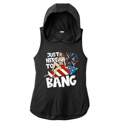 USA American Im Here To Bang 4th Of July Ladies PosiCharge Tri-Blend Wicking Draft Hoodie Tank