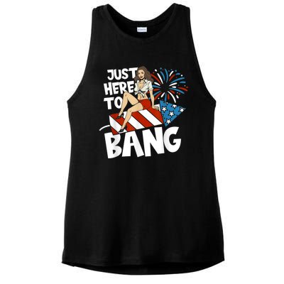 USA American Im Here To Bang 4th Of July Ladies PosiCharge Tri-Blend Wicking Tank