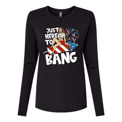 USA American Im Here To Bang 4th Of July Womens Cotton Relaxed Long Sleeve T-Shirt