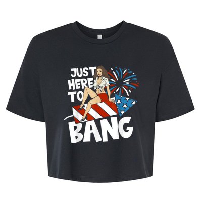 USA American Im Here To Bang 4th Of July Bella+Canvas Jersey Crop Tee