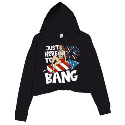 USA American Im Here To Bang 4th Of July Crop Fleece Hoodie