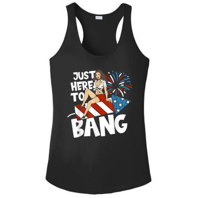 USA American Im Here To Bang 4th Of July Ladies PosiCharge Competitor Racerback Tank