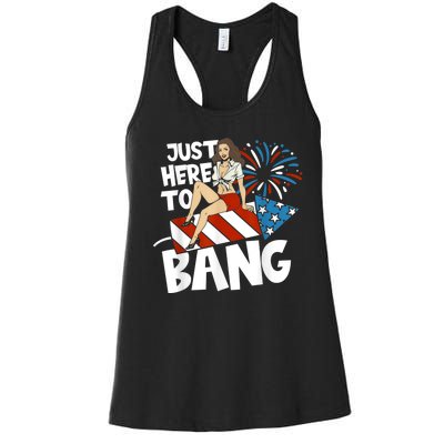 USA American Im Here To Bang 4th Of July Women's Racerback Tank