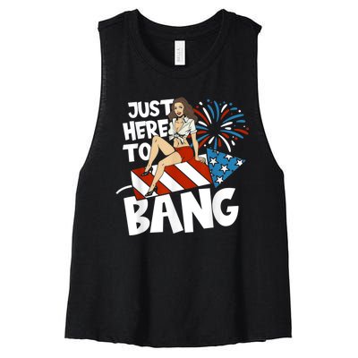 USA American Im Here To Bang 4th Of July Women's Racerback Cropped Tank