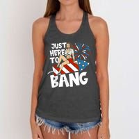 USA American Im Here To Bang 4th Of July Women's Knotted Racerback Tank