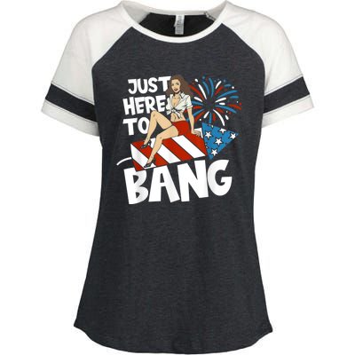 USA American Im Here To Bang 4th Of July Enza Ladies Jersey Colorblock Tee