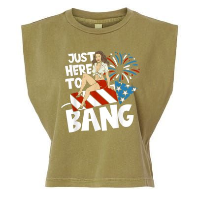 USA American Im Here To Bang 4th Of July Garment-Dyed Women's Muscle Tee