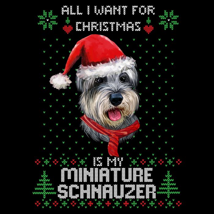 Ugly All I Want For Christmas Is My Miniature Schnauzer Xmas Gift 7-Panel Snapback Hat