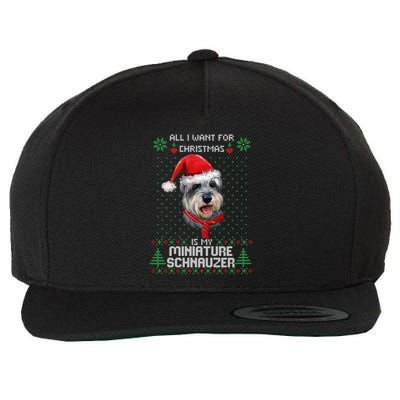 Ugly All I Want For Christmas Is My Miniature Schnauzer Xmas Gift Wool Snapback Cap