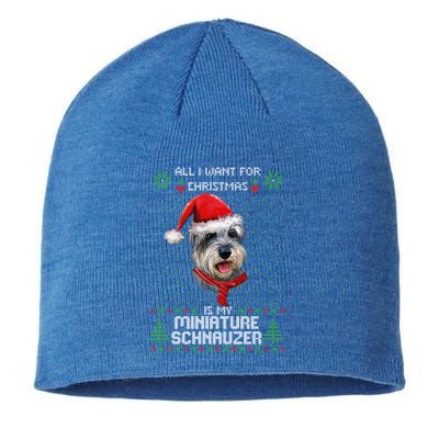 Ugly All I Want For Christmas Is My Miniature Schnauzer Xmas Gift Sustainable Beanie