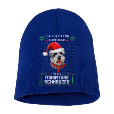 Ugly All I Want For Christmas Is My Miniature Schnauzer Xmas Gift Short Acrylic Beanie
