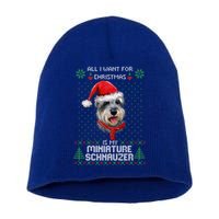 Ugly All I Want For Christmas Is My Miniature Schnauzer Xmas Gift Short Acrylic Beanie