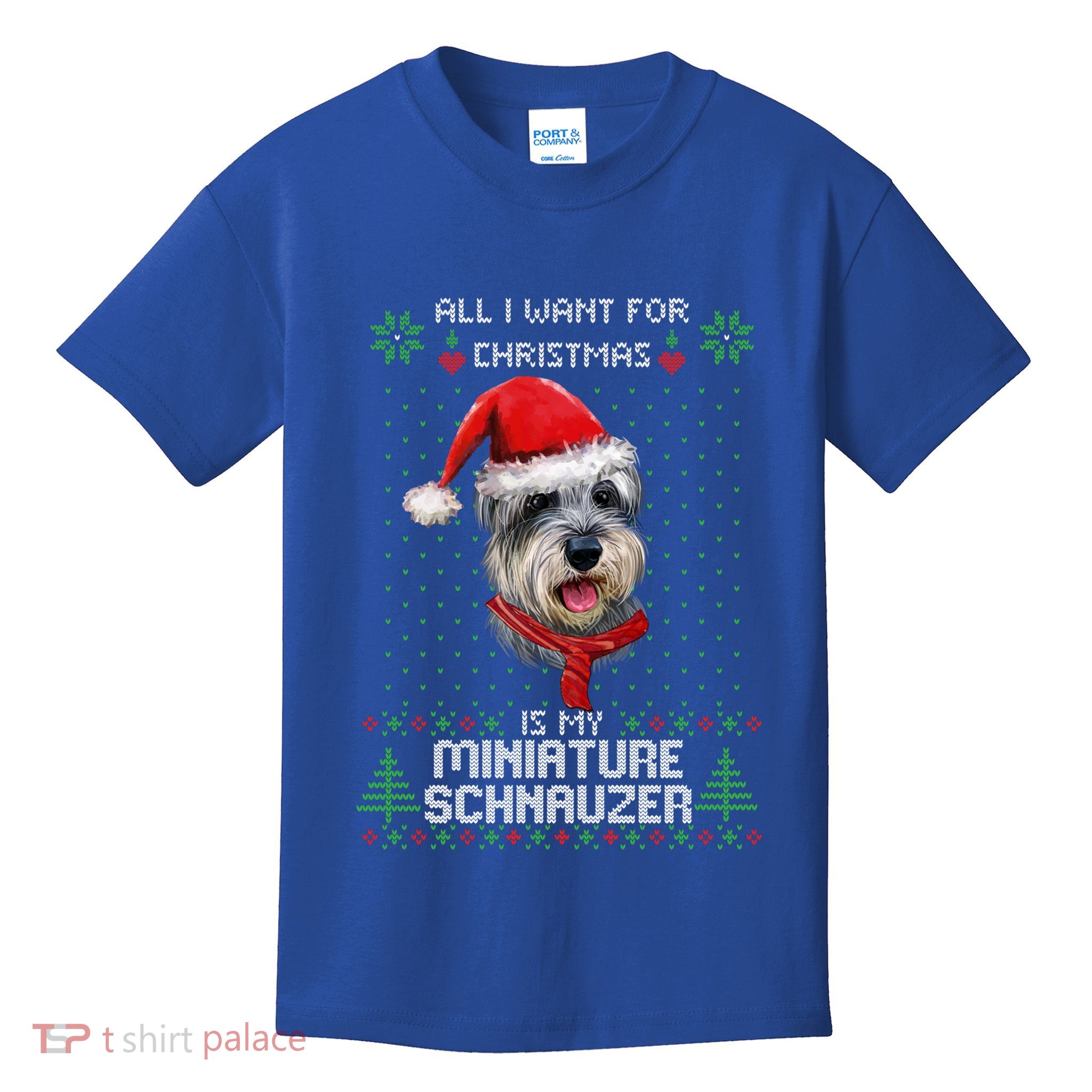 Ugly All I Want For Christmas Is My Miniature Schnauzer Xmas Gift Kids T-Shirt