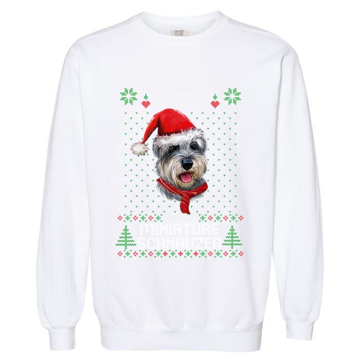 Ugly All I Want For Christmas Is My Miniature Schnauzer Xmas Gift Garment-Dyed Sweatshirt