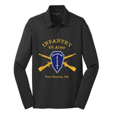 U.S A.R.M.Y Infantry Fort Benning Ga Silk Touch Performance Long Sleeve Polo