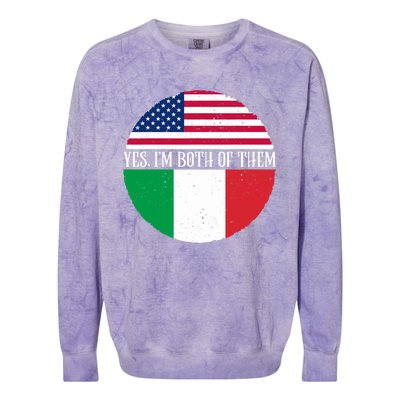 USA And Italy Vintage Flags Yes I'm Both Of Them Colorblast Crewneck Sweatshirt