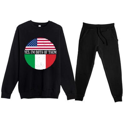 USA And Italy Vintage Flags Yes I'm Both Of Them Premium Crewneck Sweatsuit Set