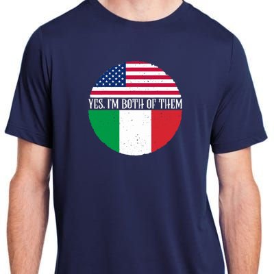 USA And Italy Vintage Flags Yes I'm Both Of Them Adult ChromaSoft Performance T-Shirt