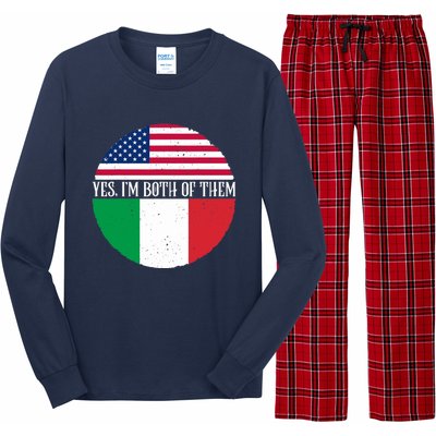 USA And Italy Vintage Flags Yes I'm Both Of Them Long Sleeve Pajama Set