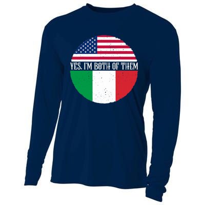 USA And Italy Vintage Flags Yes I'm Both Of Them Cooling Performance Long Sleeve Crew