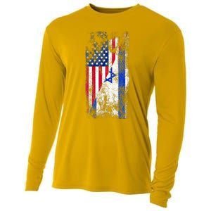 USA and Israel Flags Show Your Patriotism and Support Cooling Performance Long Sleeve Crew