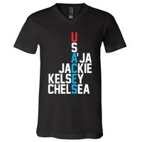 Usaces Aja Jackie Kelsey C..H.E.L.S.E.A V-Neck T-Shirt